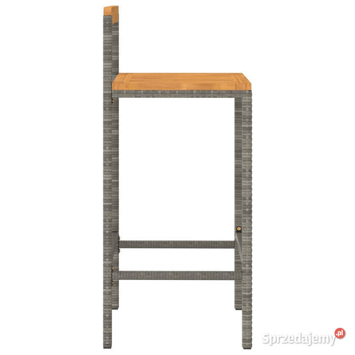 Stołki barowe 2 szary polirattan i lite drewno sprzedam