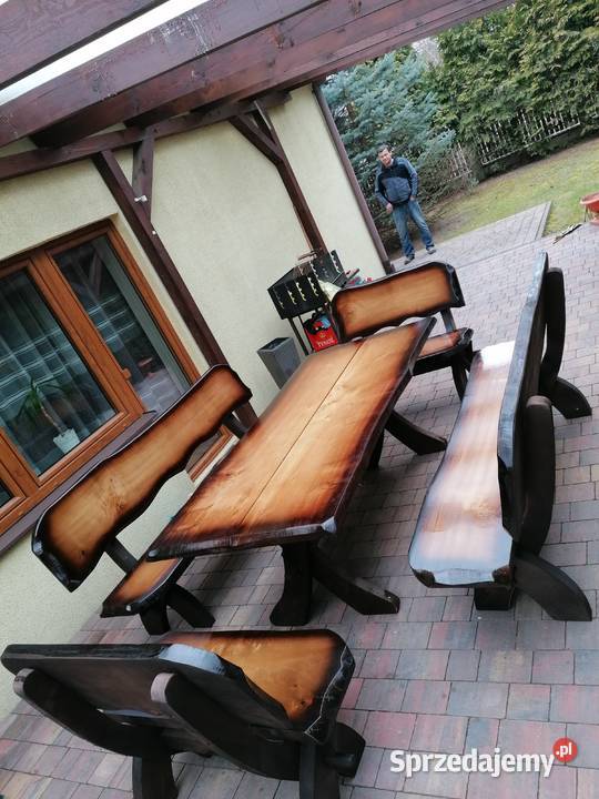 Meble ogrodowe stół ławki krzesła dla 10-12 osób altana