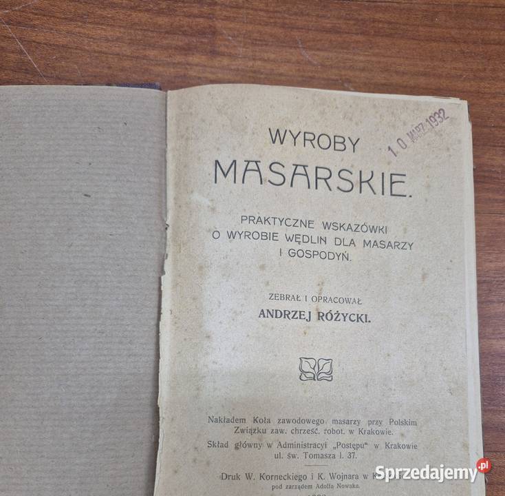 WYROBY MASARSKIE Andrzej Różycki Podręczniki Bystrzyca Kłodzka sprzedam