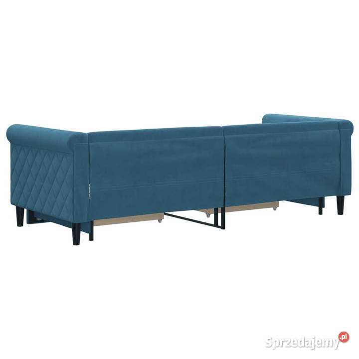 Sofa rozsuwana z szufladami niebieska aksamit Warszawa