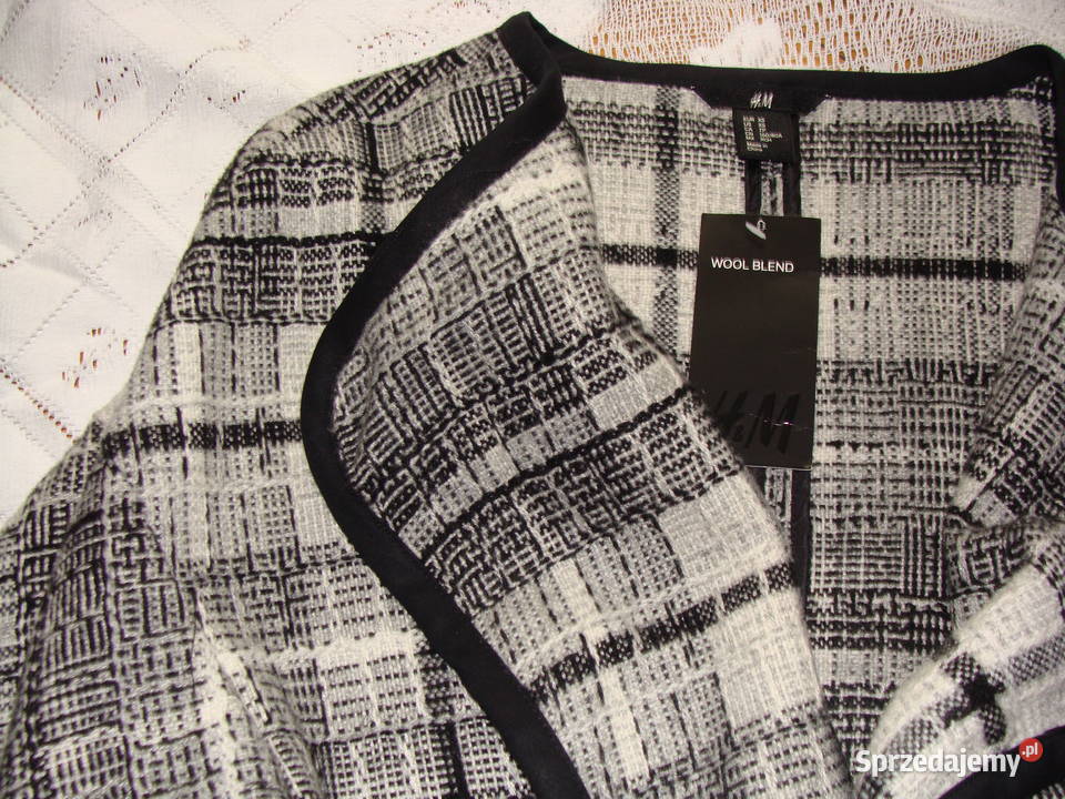 nowy płaszczyk narzutka krata wełna hm Odzież damska Łódź
