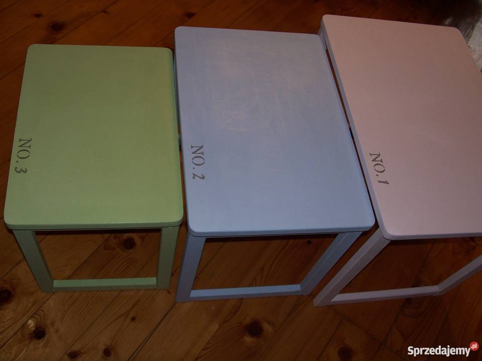 Trojaki stoliki shabby chic prowansja 41cm