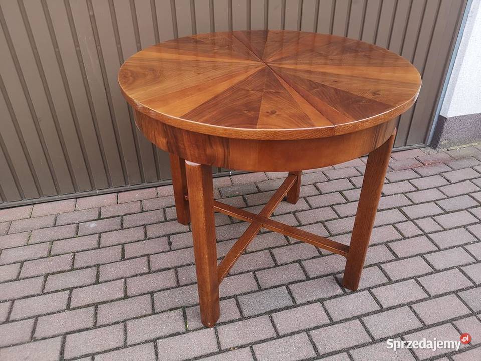 Stół ArtDeco Okrągły Orzech 90 Zgrabny Stary Meble Swarzędz