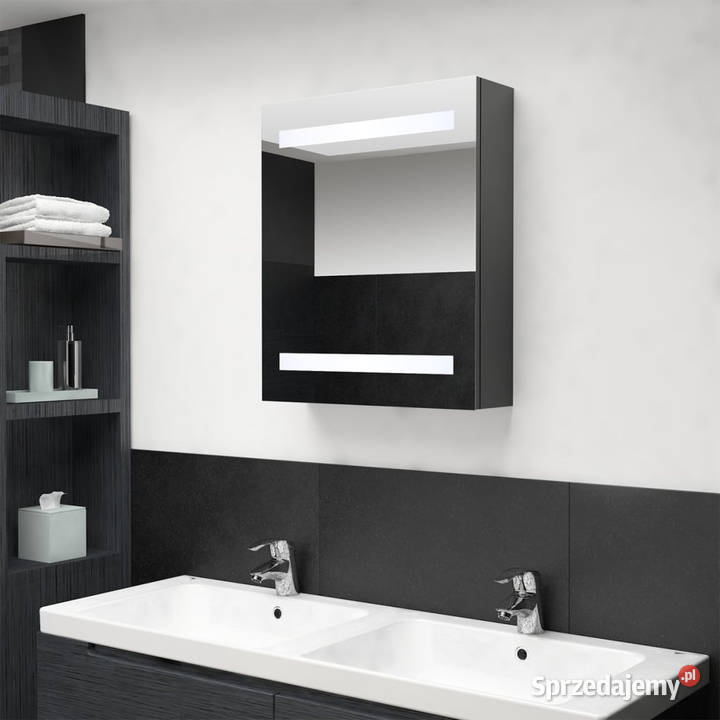 Szafka łazienkowa z lustrem i LED szara 50x14x60 Warszawa