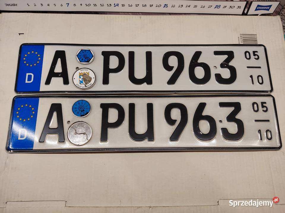 Tablica rejestracyjna Niemcy 2 sztuki APU963