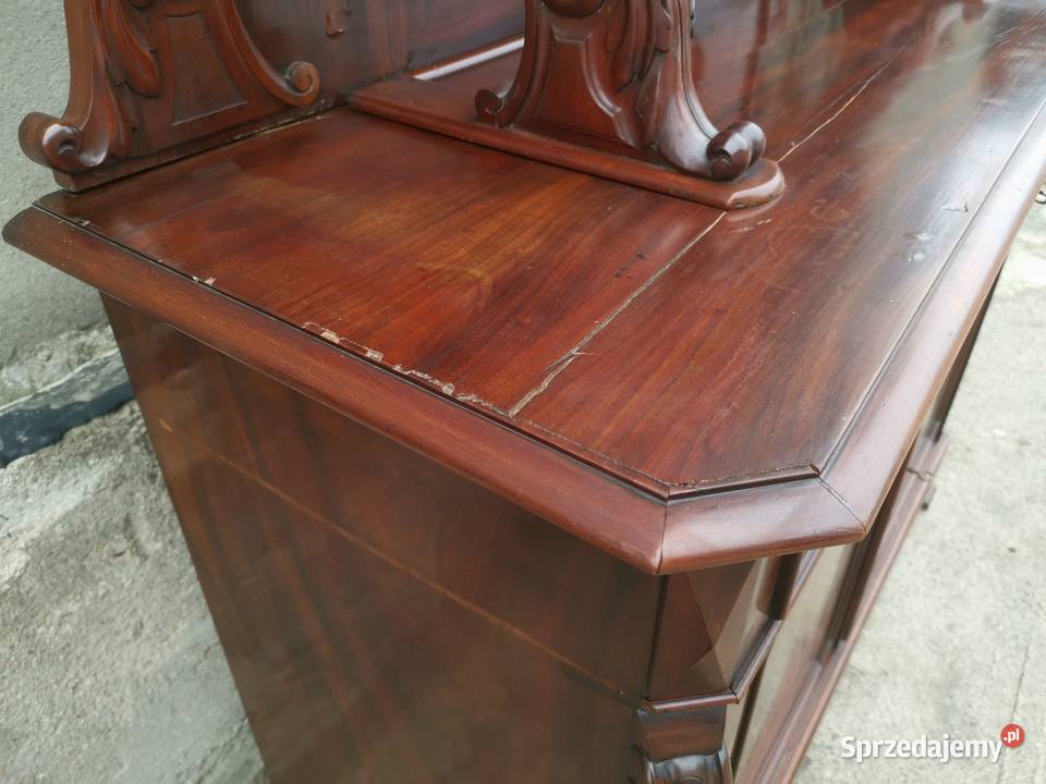 Mahoniowa komoda z nadstawką pomocnik antyk Wałbrzych