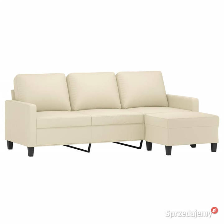 3osobowa sofa z podnóżkiem kremowa 180 sztuczna Sofy i kanapy Warszawa