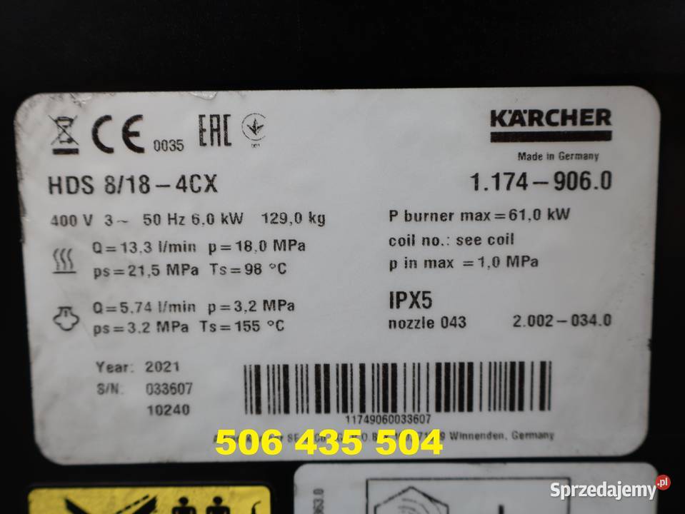 Myjka Ciśnieniowa Karcher HDS 818 4CX zwijak Radom