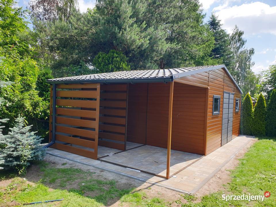Blaszany montowany garaż 554 m złoty dąb ciemny Wrocław