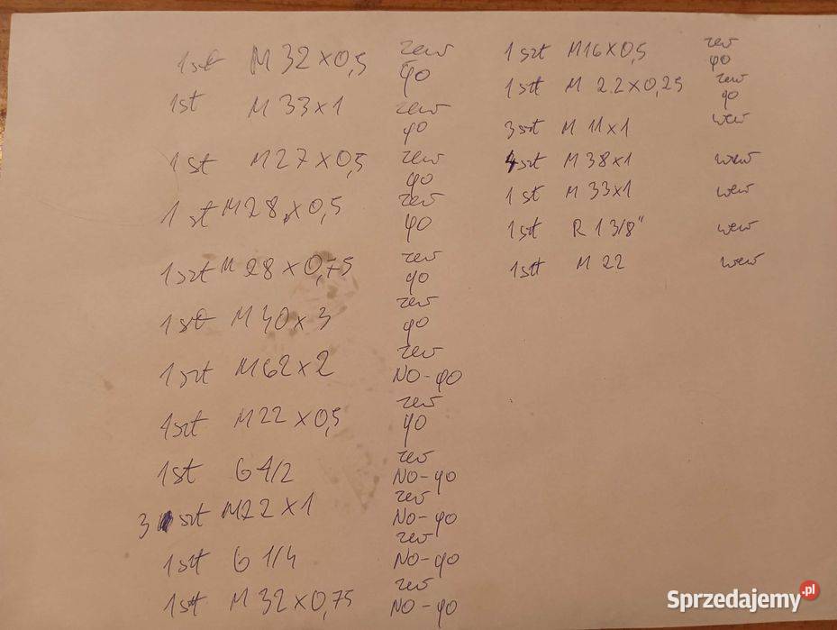 Sprawdziany do gwintów podkarpackie Brzostowa Góra