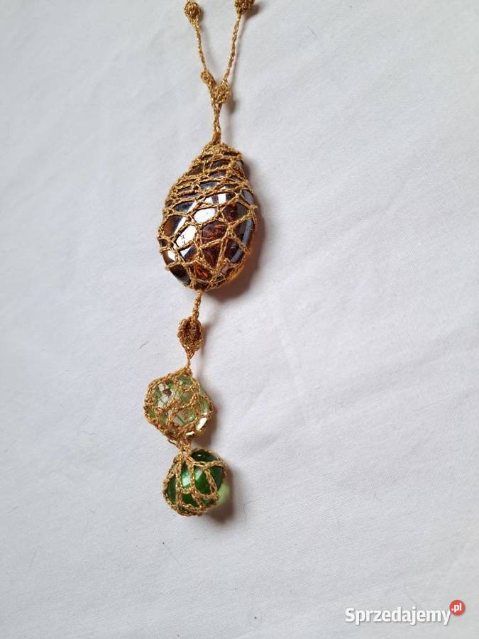 Naszyjnik handmade z trzema kamieniami Brzesko