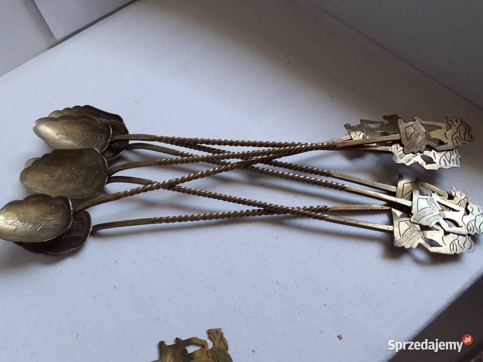 Łyżeczki deserowe staruszki mosiądz Warszawa