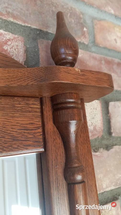 Lustro w dębowej drewnianej ramie z półką Gawroniec