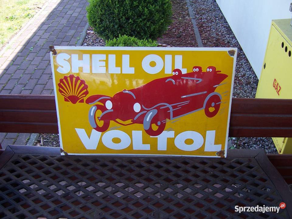 Shell Oil Voltol reklama szyld blacha emaliowana Goleniów