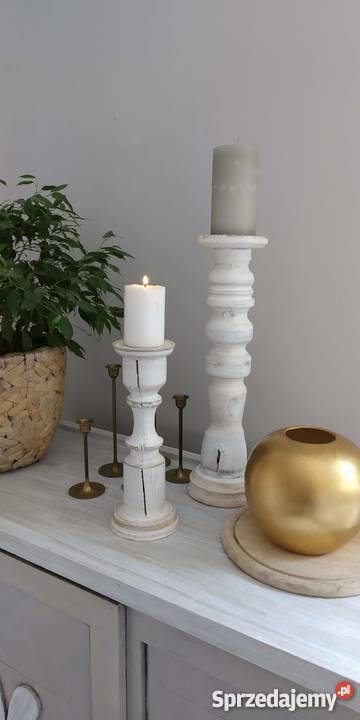 Rustykalny Świecznik drewniany ręcznie toczony