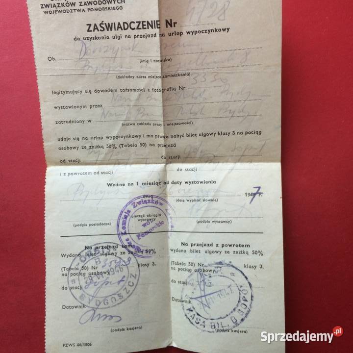 1415 Zaświadczenie Dorożyńska Antykwariat zachodniopomorskie