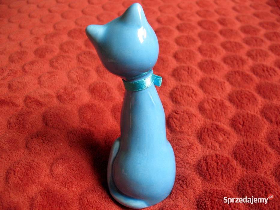 Kot powabna niebieska koteczka porcelana 14 x 6 Wyposażenie wnętrz Siedlce