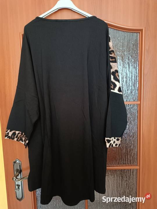 Tunika czarna z wzorem w panterkę bawełna