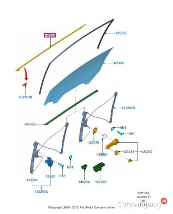 LISTWA ZGARNIAJĄCA LEWY PRZÓD FORD FIESTA 0812