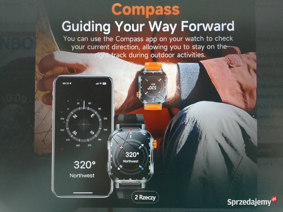 Smartwatch Fitness Tracker czarny z akumulatorem