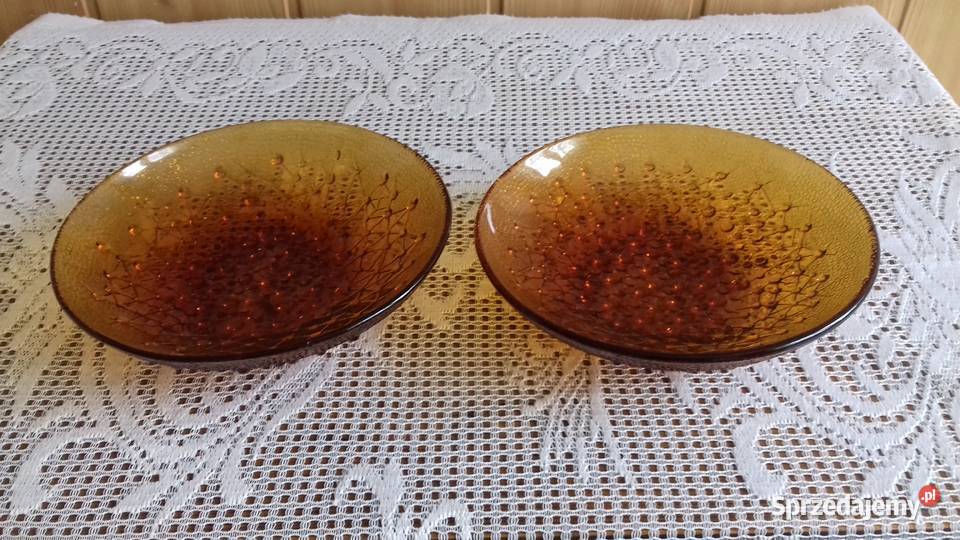 Miseczki szklane okrągłe w kolorze bursztynu sprzedam