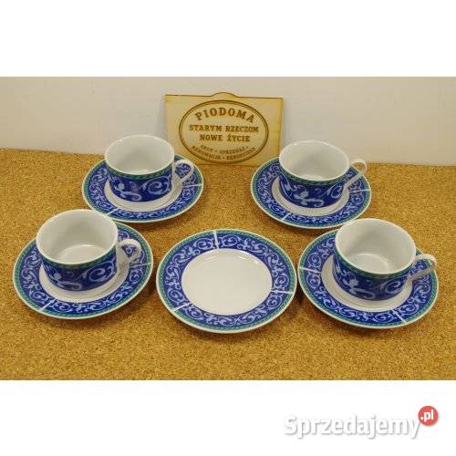 Komplet 4 filiżanek Enchante Danube z Porcelana i szkło
