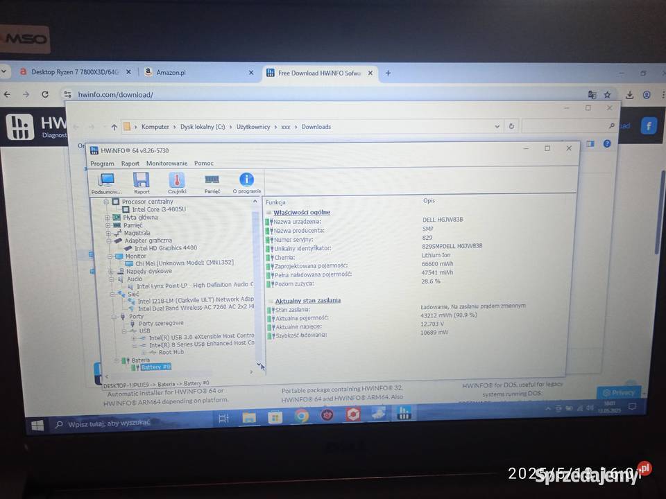 Laptop Dell Latitude 3340 i3nowy SSD 256 8GB RAM Taktowanie 1 Toruń