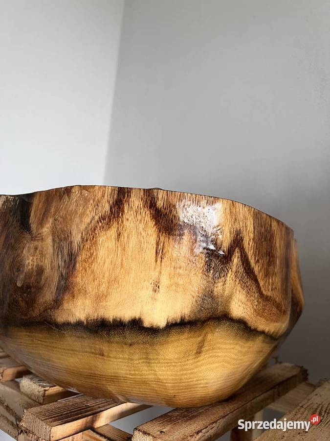 piękna misa z drewna na owoce handmade Nisko