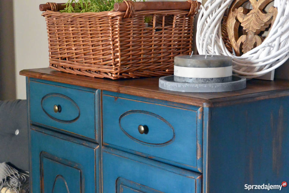 Komoda niebieska ręcznie malowana przecierana Wrocław