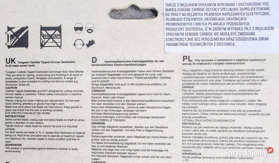 TARCZA PIŁA TARCZOWA Z WIDIĄ DO DREWNA Osprzęt do elektronarzędzi Inowrocław sprzedam