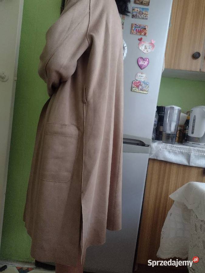 42XL Brązowy płaszcz zamszopodobny z Londynu Rozmiar 42(XL)