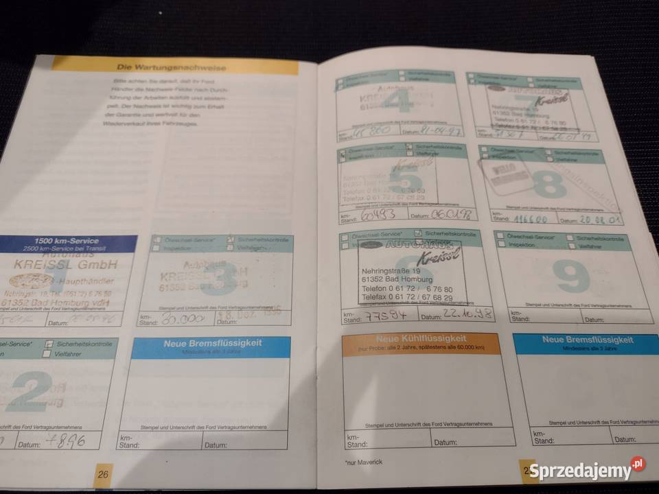 Ford Scorpio 2 1996 Książka Gwarancyjna motoryzacja, transport