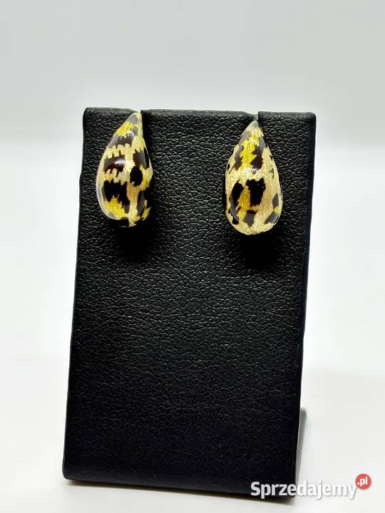 Nowe złote kolczyki pr 585 199g Sztyft Panterka warmińsko-mazurskie Elbląg