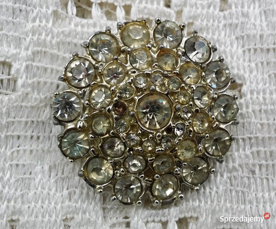 Stara angielska broszka jasna rozeta Ochojno