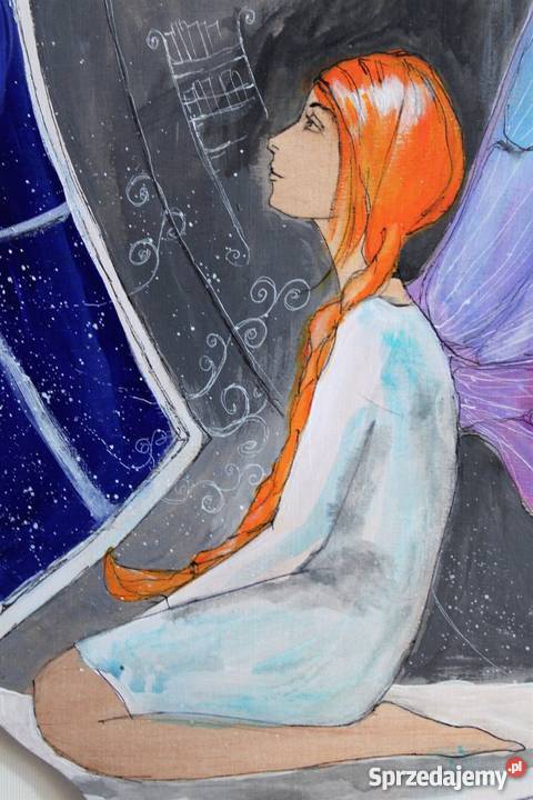 Anioł obraz malowany na drewnie ANIOŁ MARZEŃ Katowice