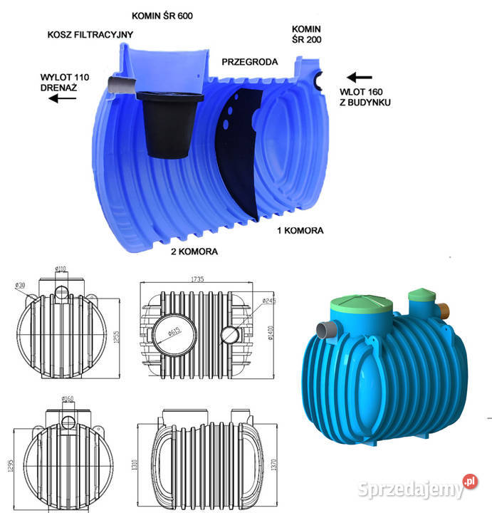 OCZYSZCZALNIA DWUKOMOROWA ZBIORNIK 2000L