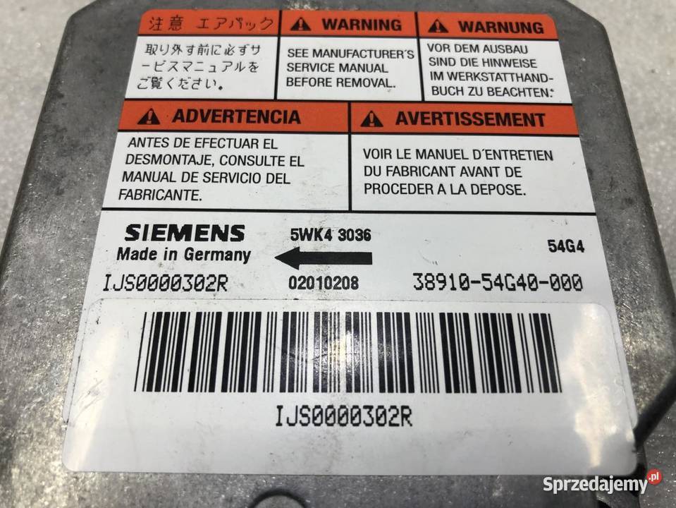 MODUŁ AIRBAG SUZUKI LIANA 3891054G40 0110 osobowe wielkopolskie