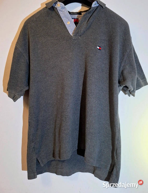 Szara koszulka Polo Tommy Hilfiger vintage Odzież codzienna Zielona Góra