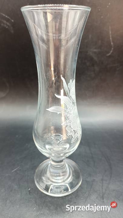 Wazon szklany smukły szkło trawione lubelskie Zamość