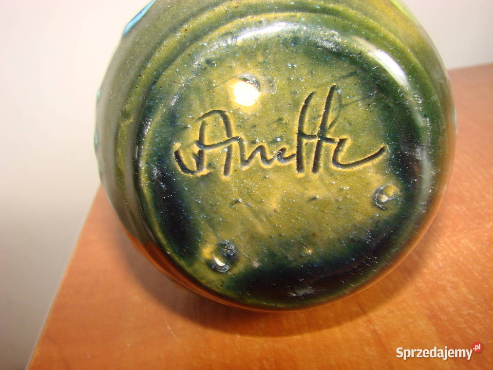 skandynawski ceramiczny koszyk sygnowany Rękodzieło Pruszcz Gdański