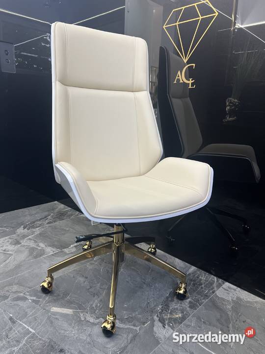 Fotel biurowy beżowy złoty Luxury Premium Golkowice