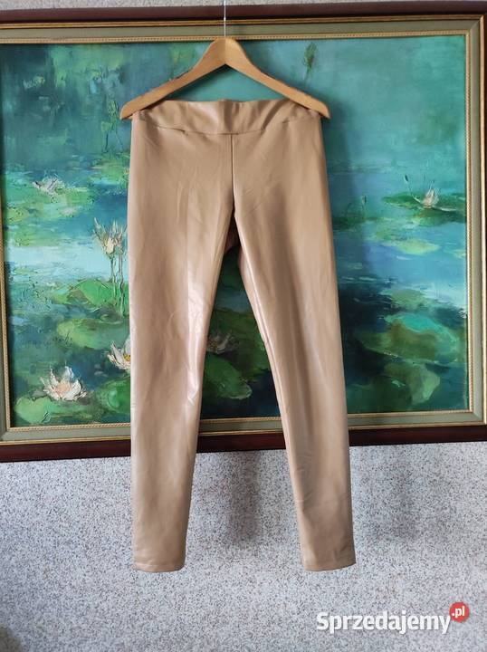 Calvin Klein wysokie stan camel beż legginsy Kielce