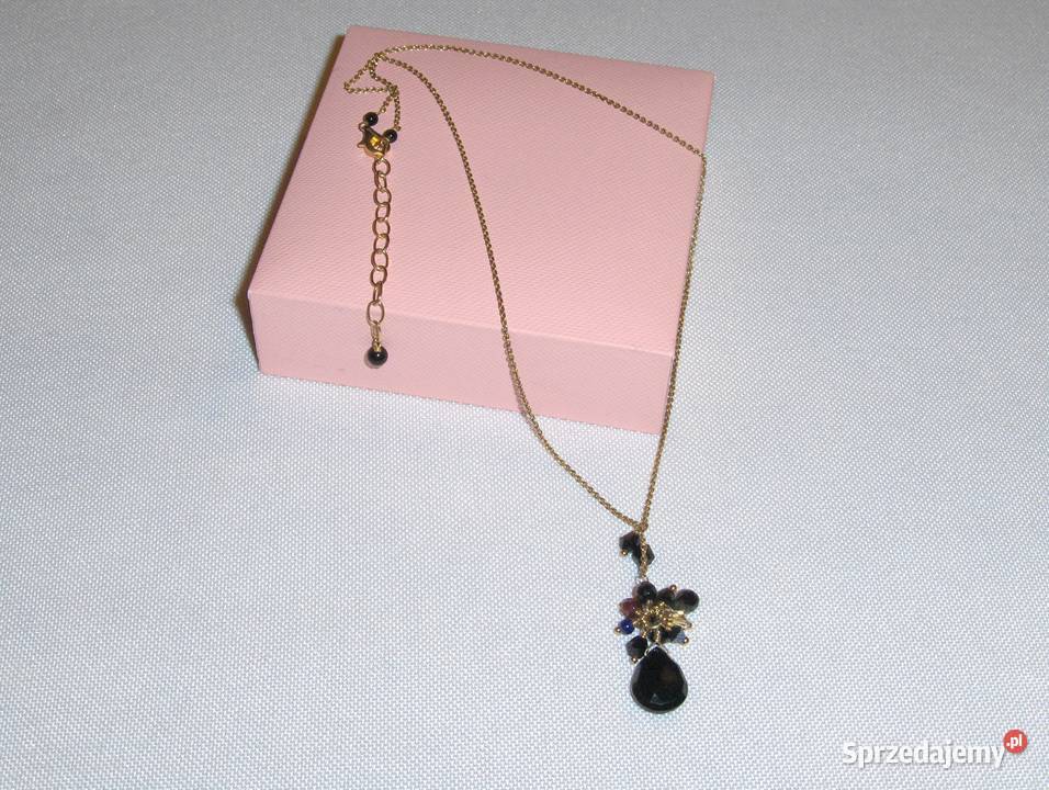 WKruk Srebrny pozłacany naszyjnik z czarnymi Łódź