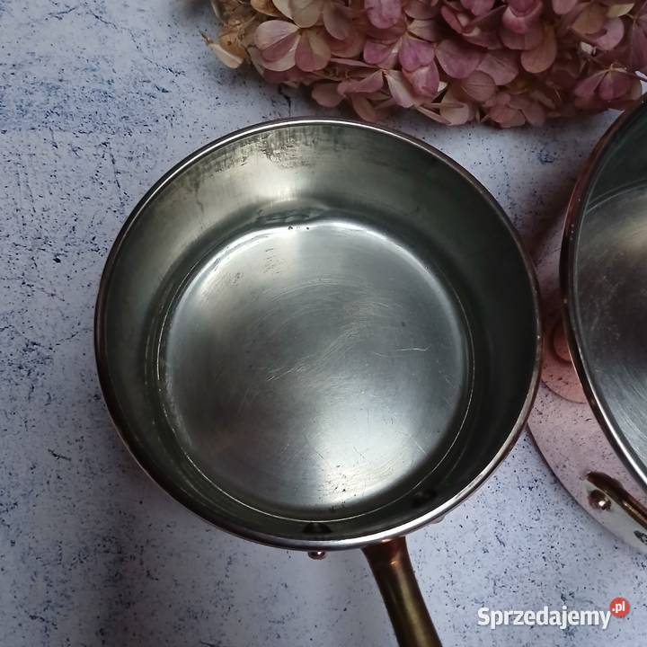 Mały miedziany garnek miedziany rondel komplet 2