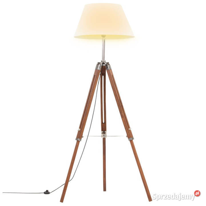 Lampa podłogowa na trójnogu brązowobiała tek 141