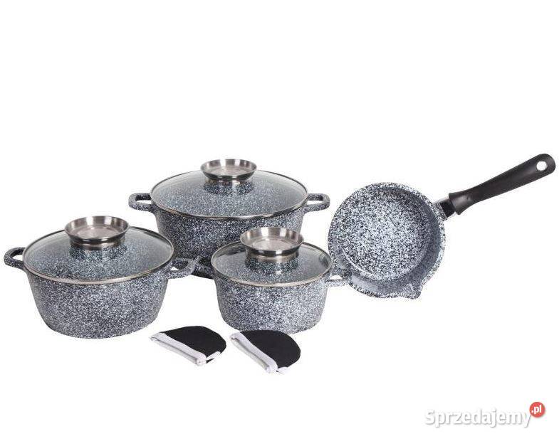 Garnki marmurkowe szare czarne śląskie Ostrów