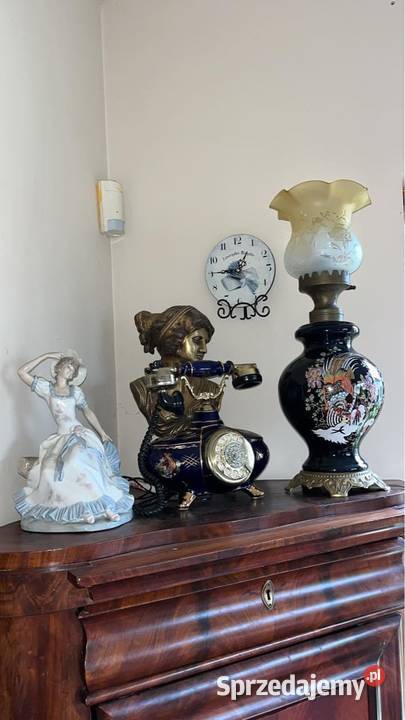 Lampa na żarówkę Kobaltowa podstawa z dekorem z Gdańsk