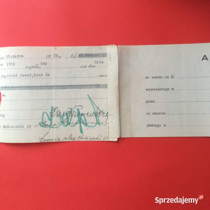 1527 Weksel Wystawiony W Krakowie 24 Antyki, Sztuka, Kolekcje Szczecin sprzedam