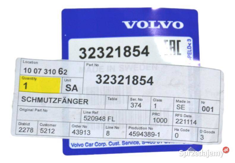 VOLVO XC40 chlapacze przednie komplet przod OE Bielany Wrocławskie
