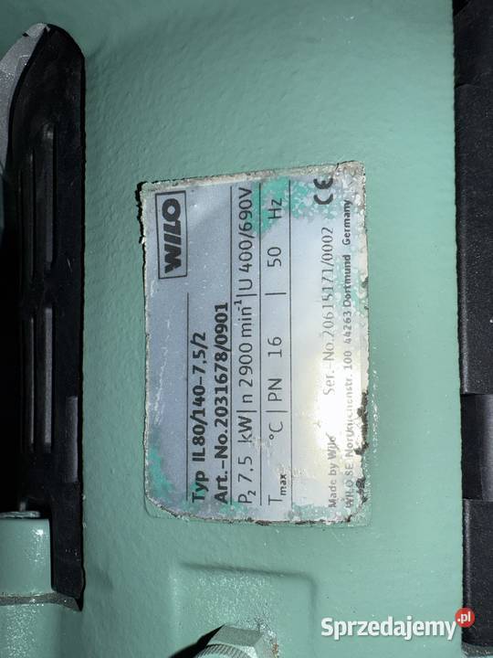 Pompa obiegowa Wilo IL 80140752 ChillerTech mazowieckie Wałsnów